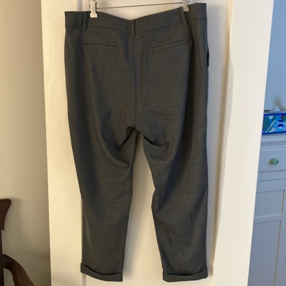 Classic Eileen Fisher Grey Wool Flannel Cuffed Pants Size 14 - Picture 6 of 10